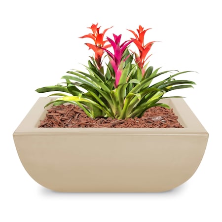 The Outdoor Plus 24 Square Avalon Planter Bowl - GFRC Concrete - Vanilla - OPT-AVLPO24-VAN